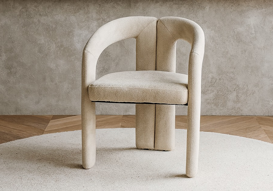 Chaise fauteuil organique tissu sable – Lena x2
