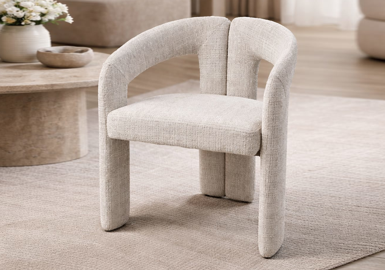 Chaise fauteuil organique velours beige – Lena x2