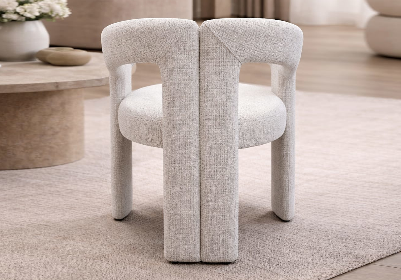 Chaise fauteuil organique velours beige – Lena x2