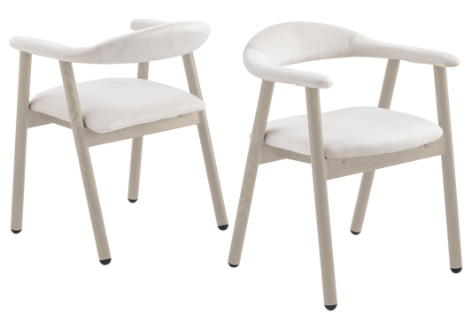 Chaise fauteuil velours beige et travertin – Oris x2