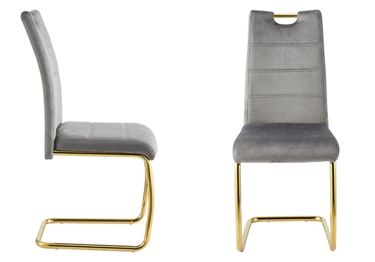 Chaise luge en velours gris dossier haut - Grazia x6