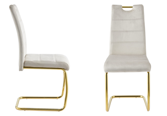 Chaise luge en velours taupe dossier haut - Grazia x6