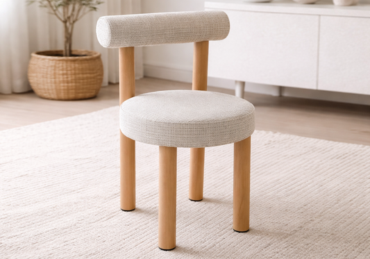 Chaise salle à manger bois et beige chiné – Sola x4