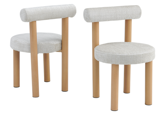 Chaise salle à manger bois et beige chiné – Sola x4