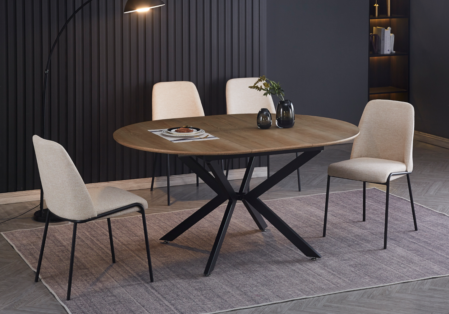 Chaise salle à manger effet lin beige - Malo x4