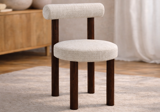 Chaise salle à manger noyer et beige chiné – Sola x4