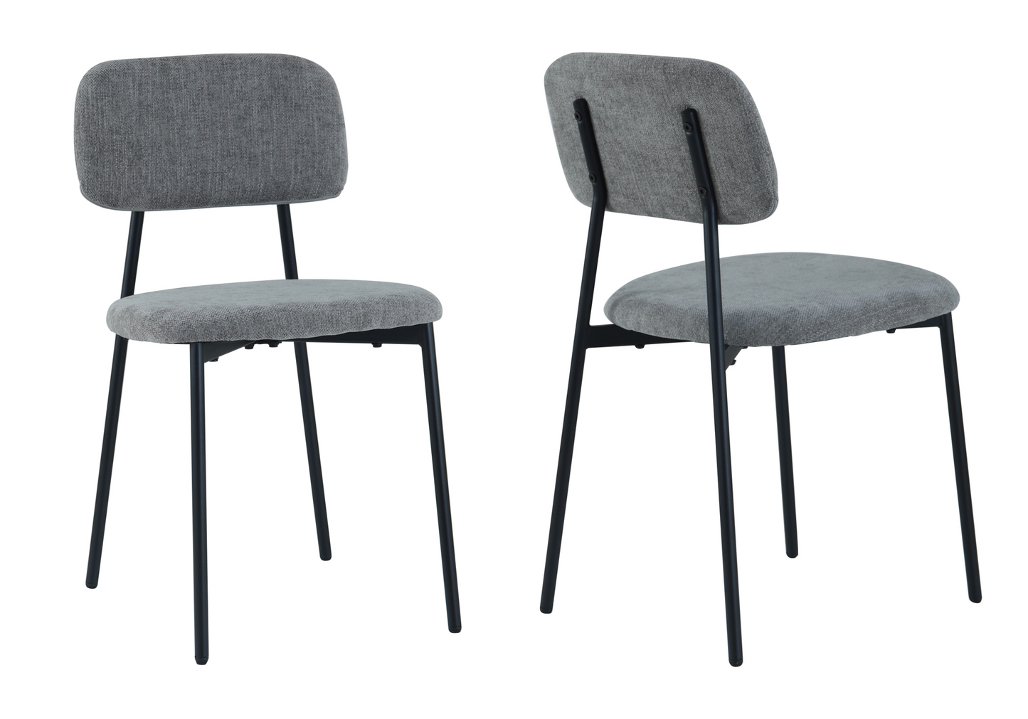 Chaise salle à manger tissu anthracite pieds noirs - Vika x4
