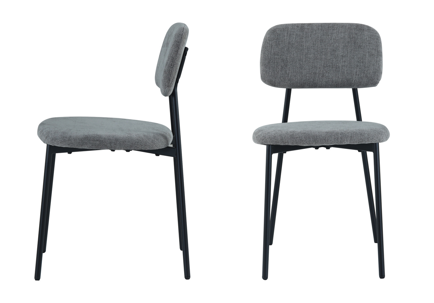 Chaise salle à manger tissu anthracite pieds noirs - Vika x4
