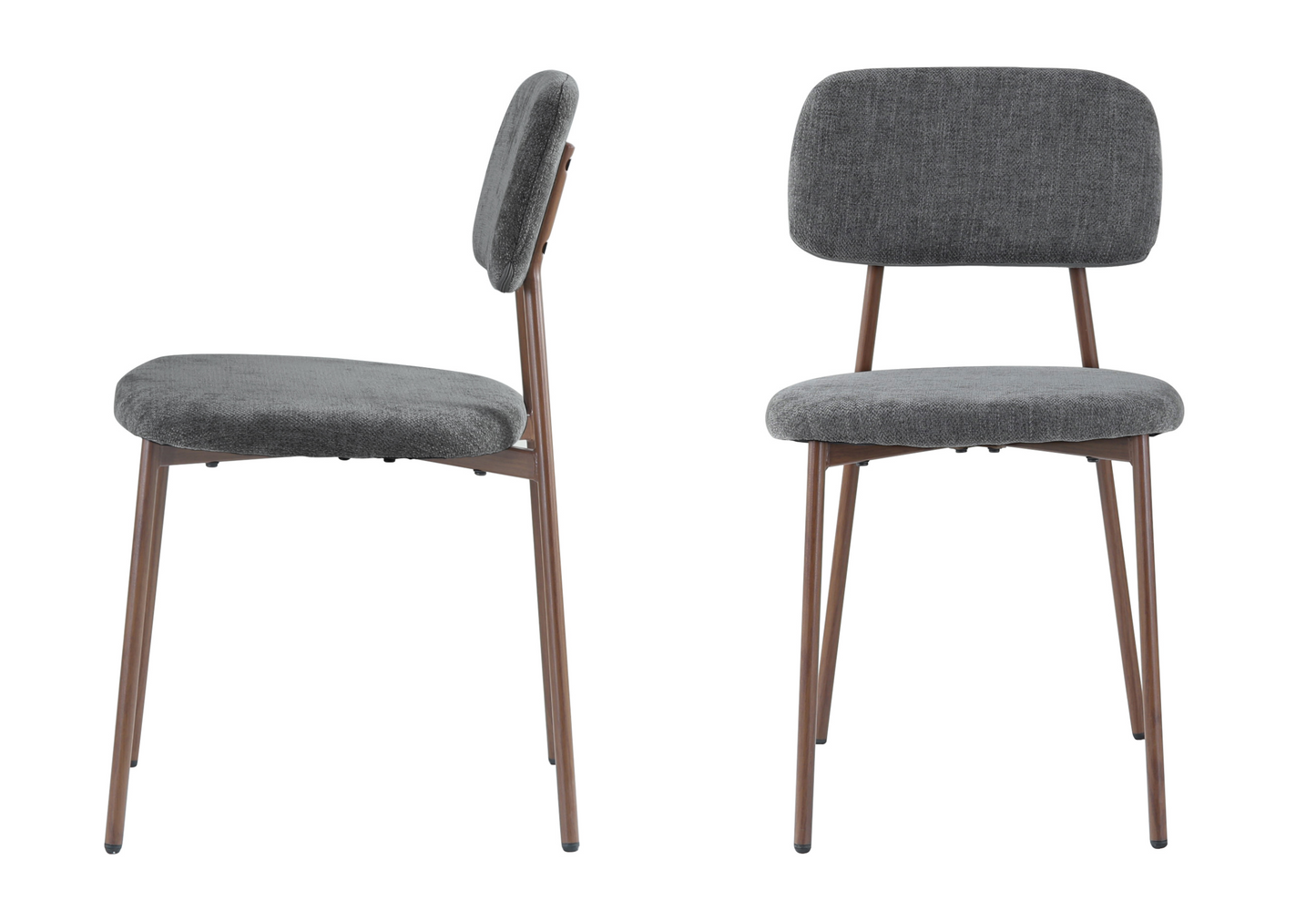 Chaise salle à manger tissu anthracite pieds noyer - Vika x4