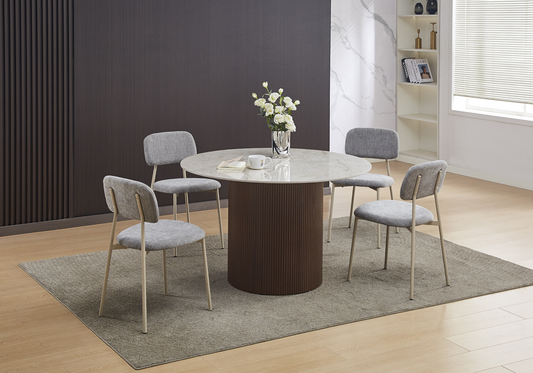 Chaise salle à manger tissu anthracite pieds taupe - Vika x4
