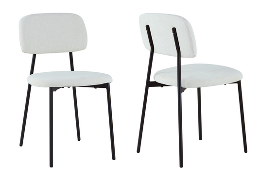 Chaise salle à manger tissu beige pieds noirs - Vika x4