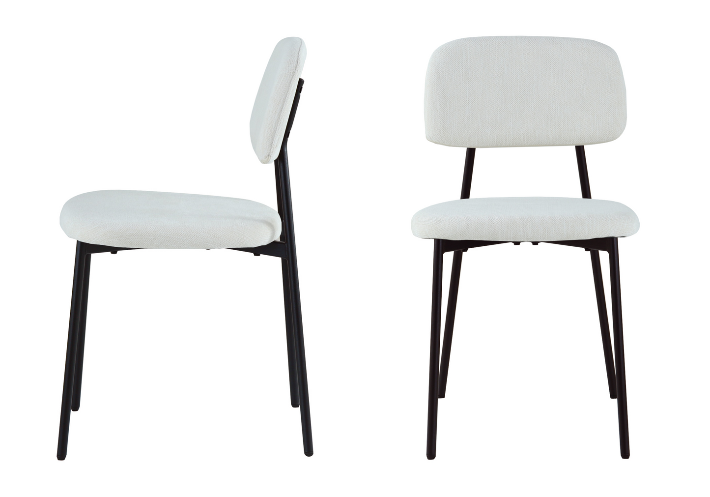 Chaise salle à manger tissu beige pieds noirs - Vika x4