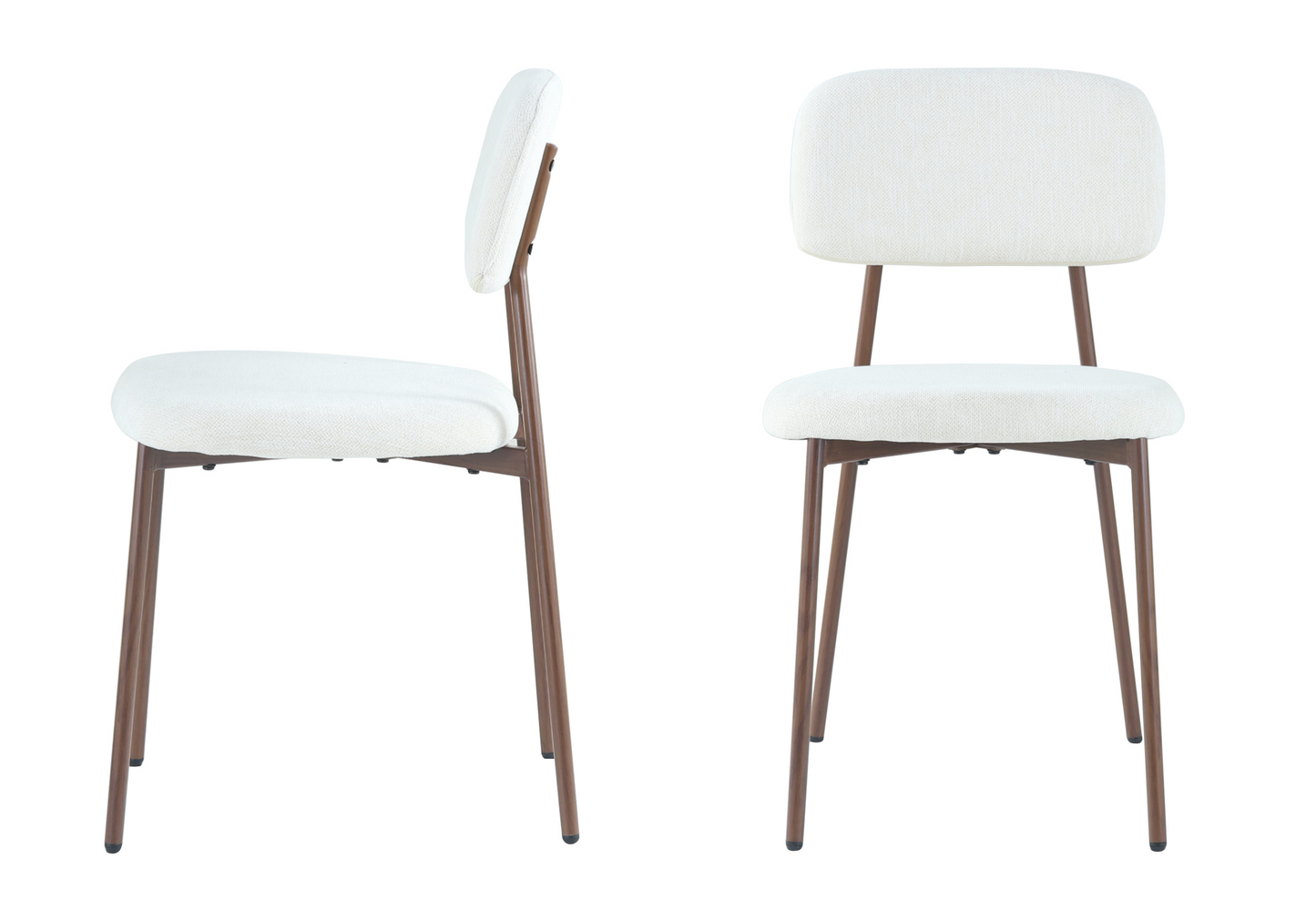 Chaise salle à manger tissu beige pieds noyer - Vika x4