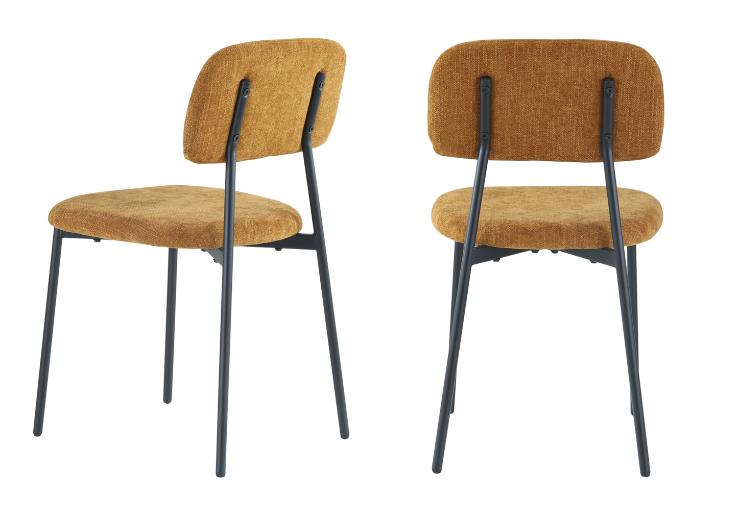 Chaise salle à manger tissu moutarde pieds noirs - Vika x4