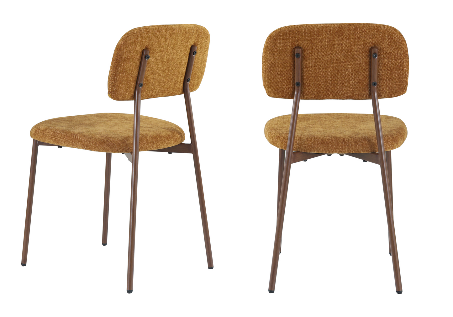 Chaise salle à manger tissu moutarde pieds noyer - Vika x4