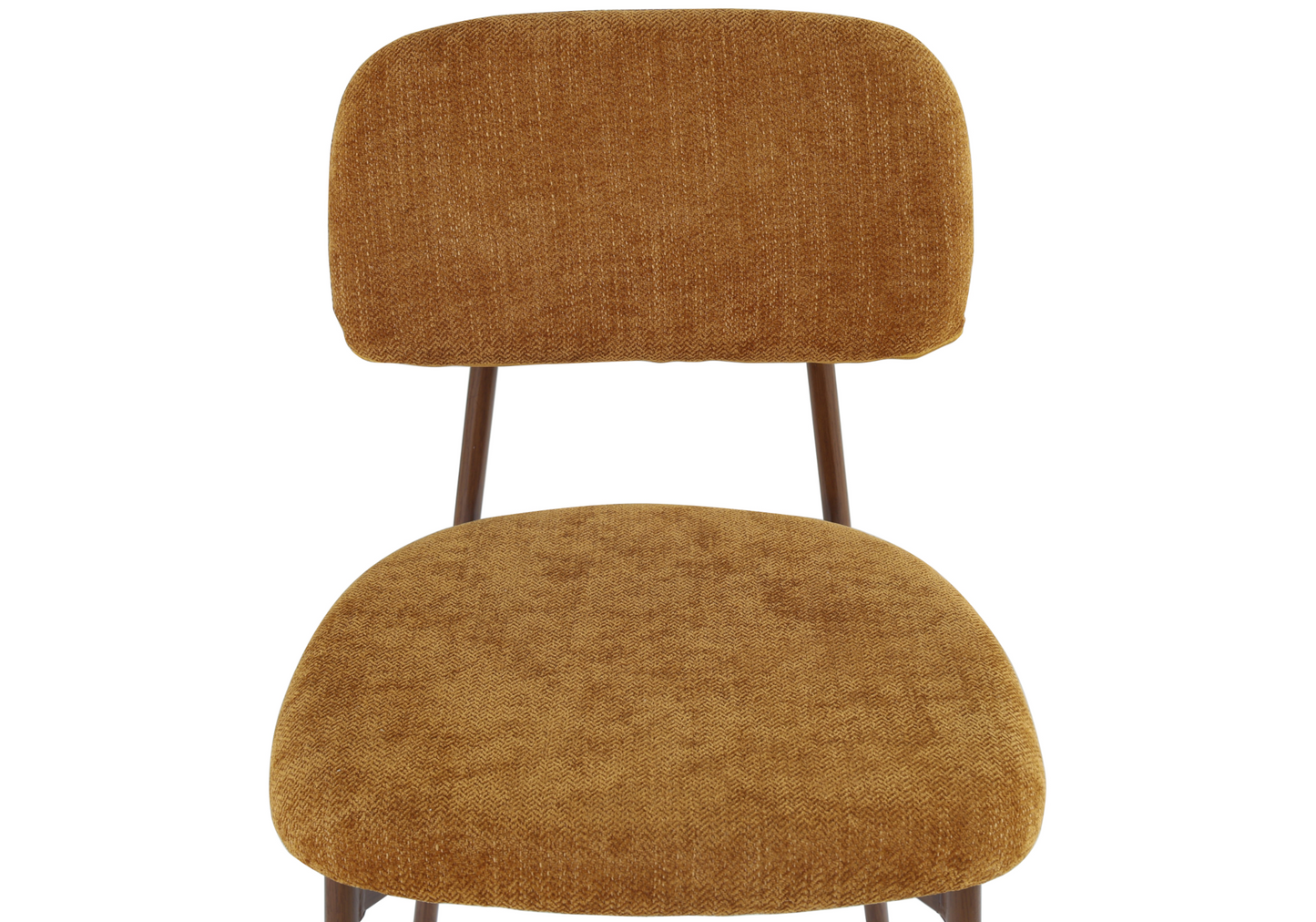 Chaise salle à manger tissu moutarde pieds noyer - Vika x4