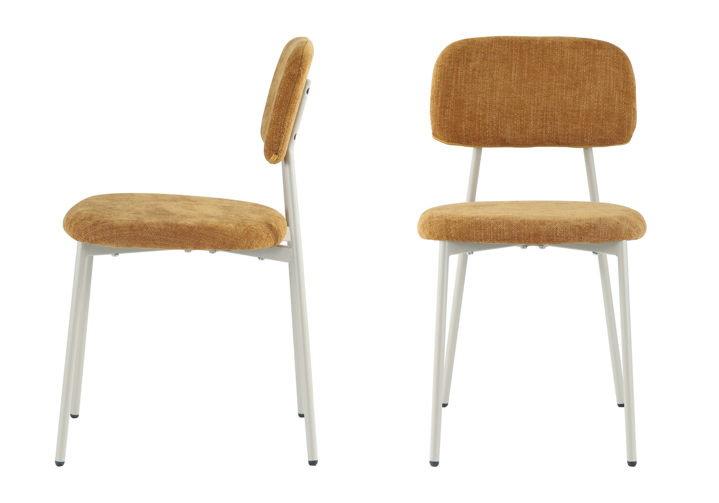 Chaise salle à manger tissu moutarde pieds taupe - Vika x4