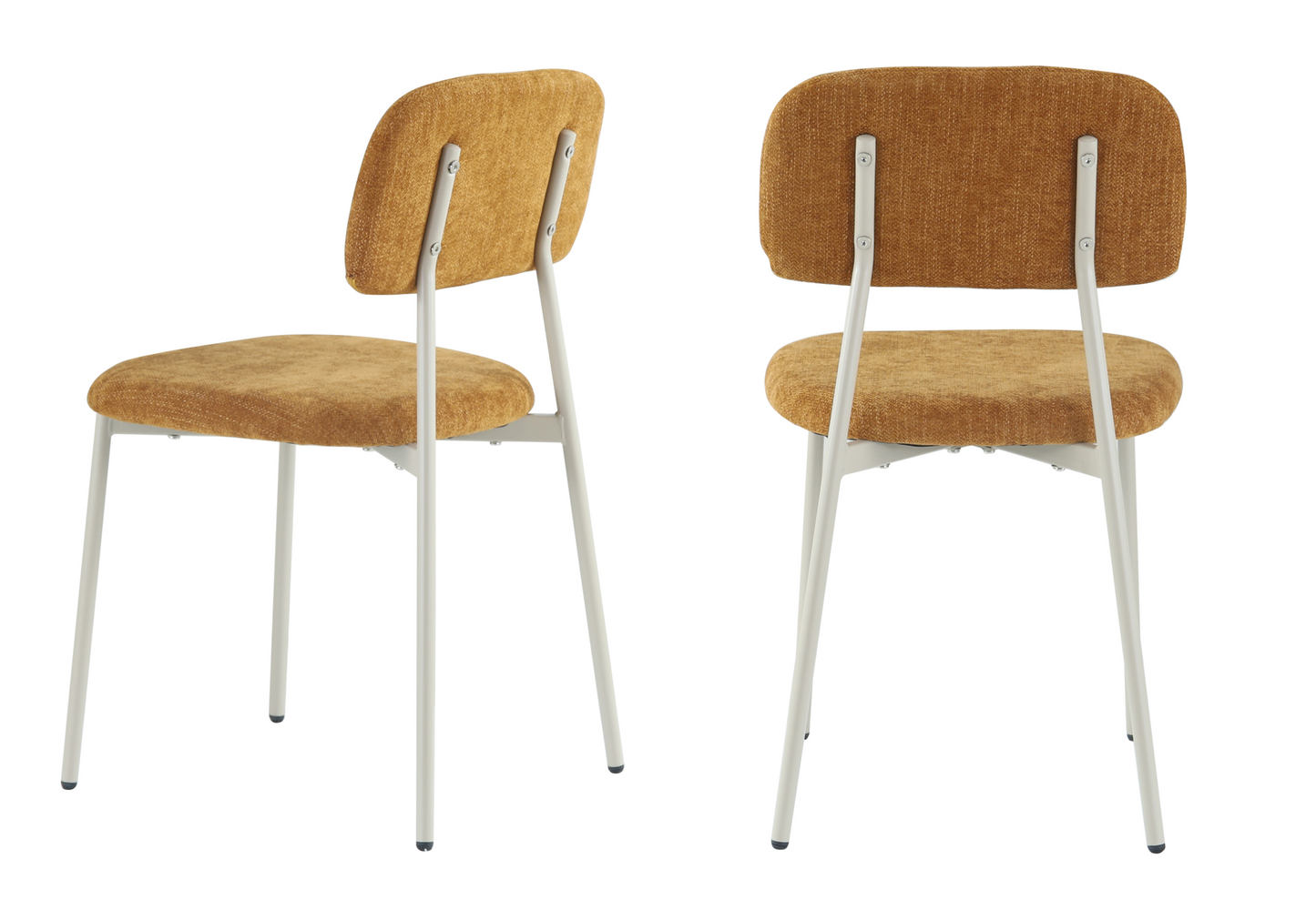 Chaise salle à manger tissu moutarde pieds taupe - Vika x4