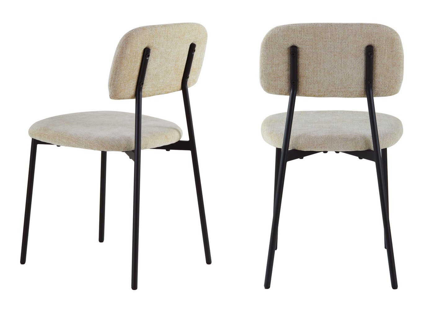 Chaise salle à manger tissu sable pieds noirs - Vika x4