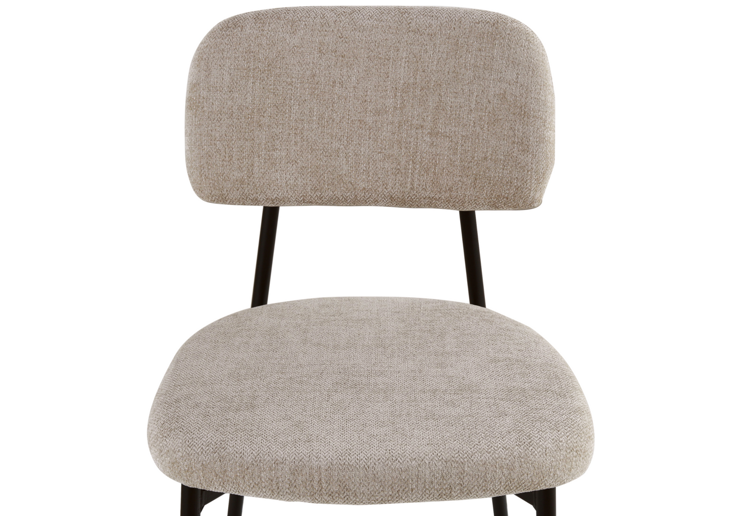 Chaise salle à manger tissu sable pieds noirs - Vika x4
