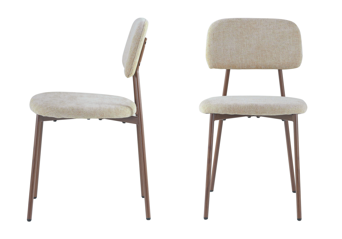Chaise salle à manger tissu sable pieds noyer - Vika x4