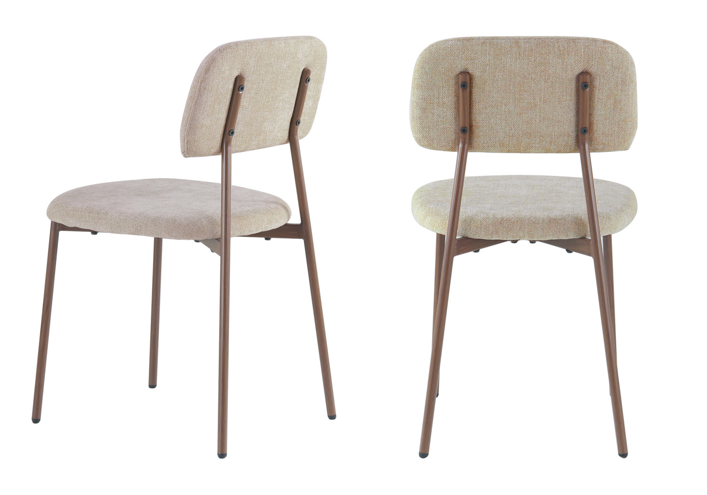 Chaise salle à manger tissu sable pieds noyer - Vika x4