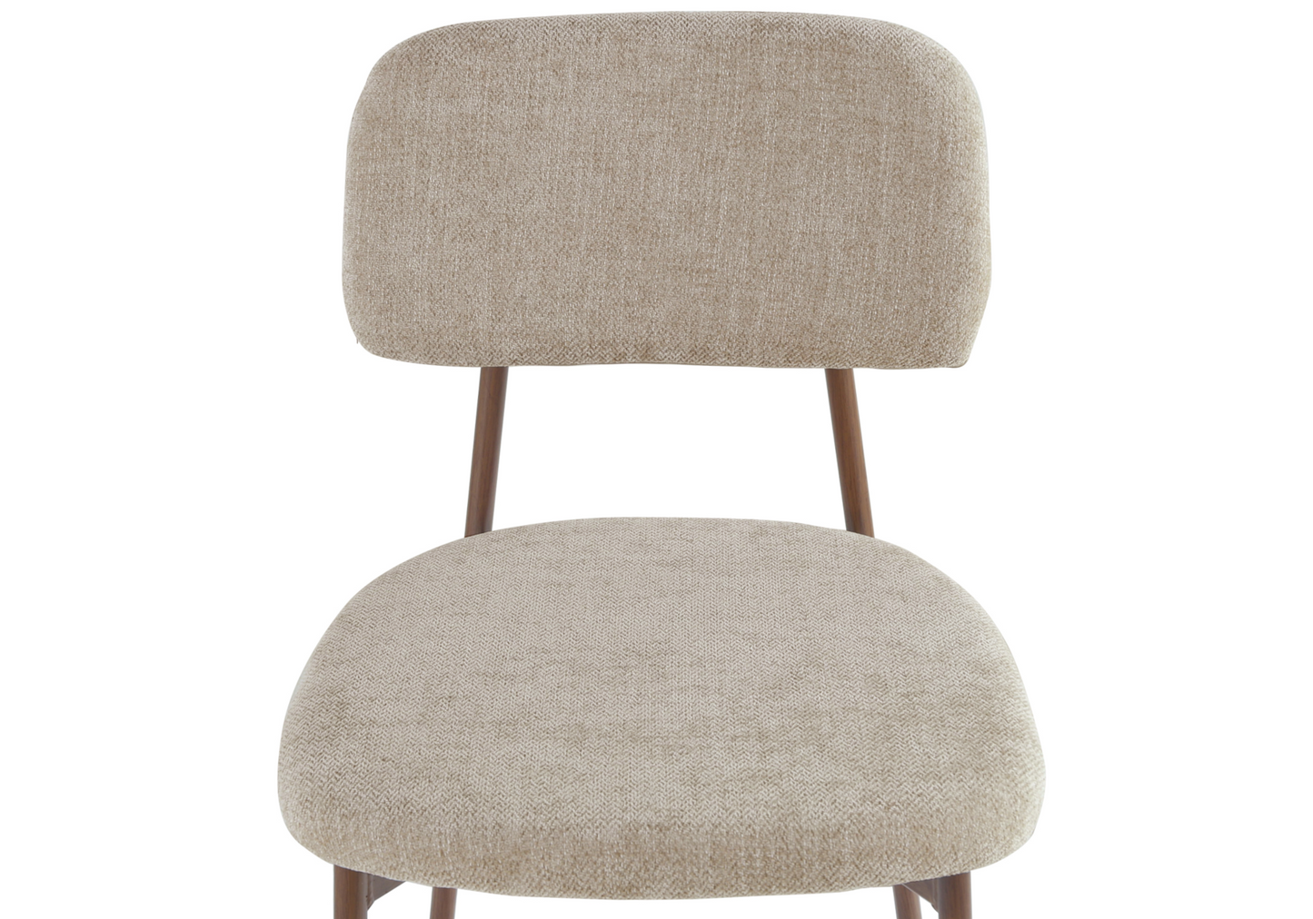 Chaise salle à manger tissu sable pieds noyer - Vika x4