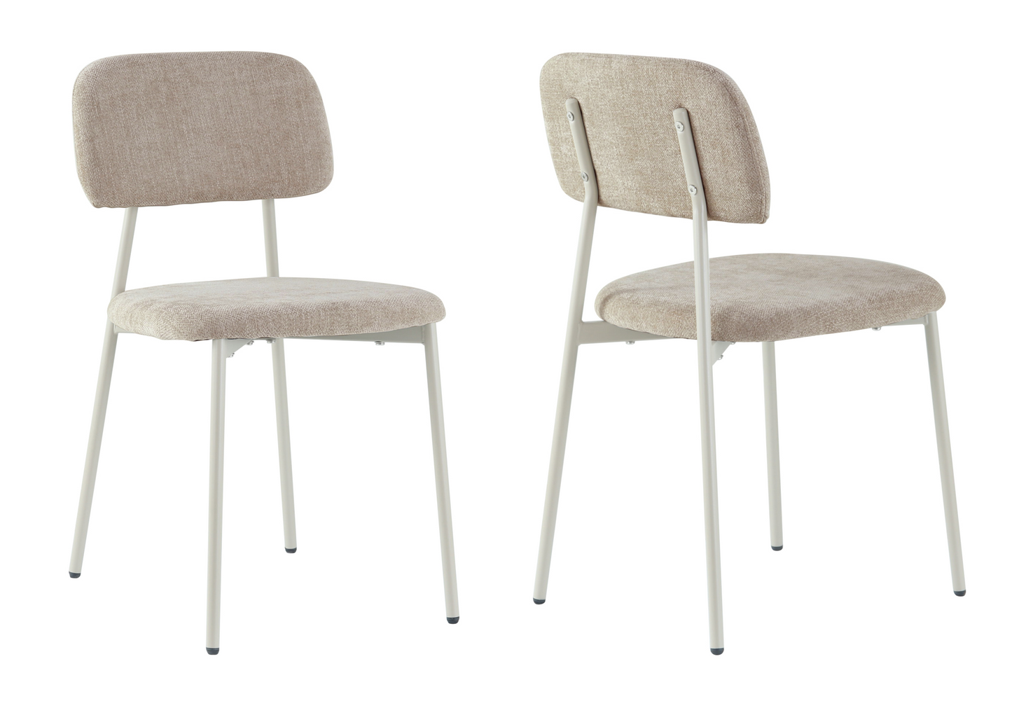 Chaise salle à manger tissu sable pieds taupe - Vika x4