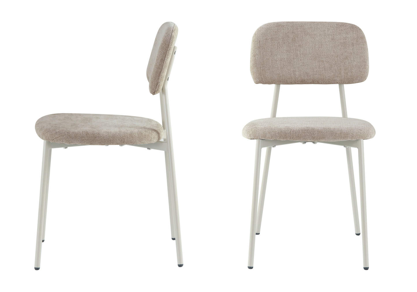 Chaise salle à manger tissu sable pieds taupe - Vika x4
