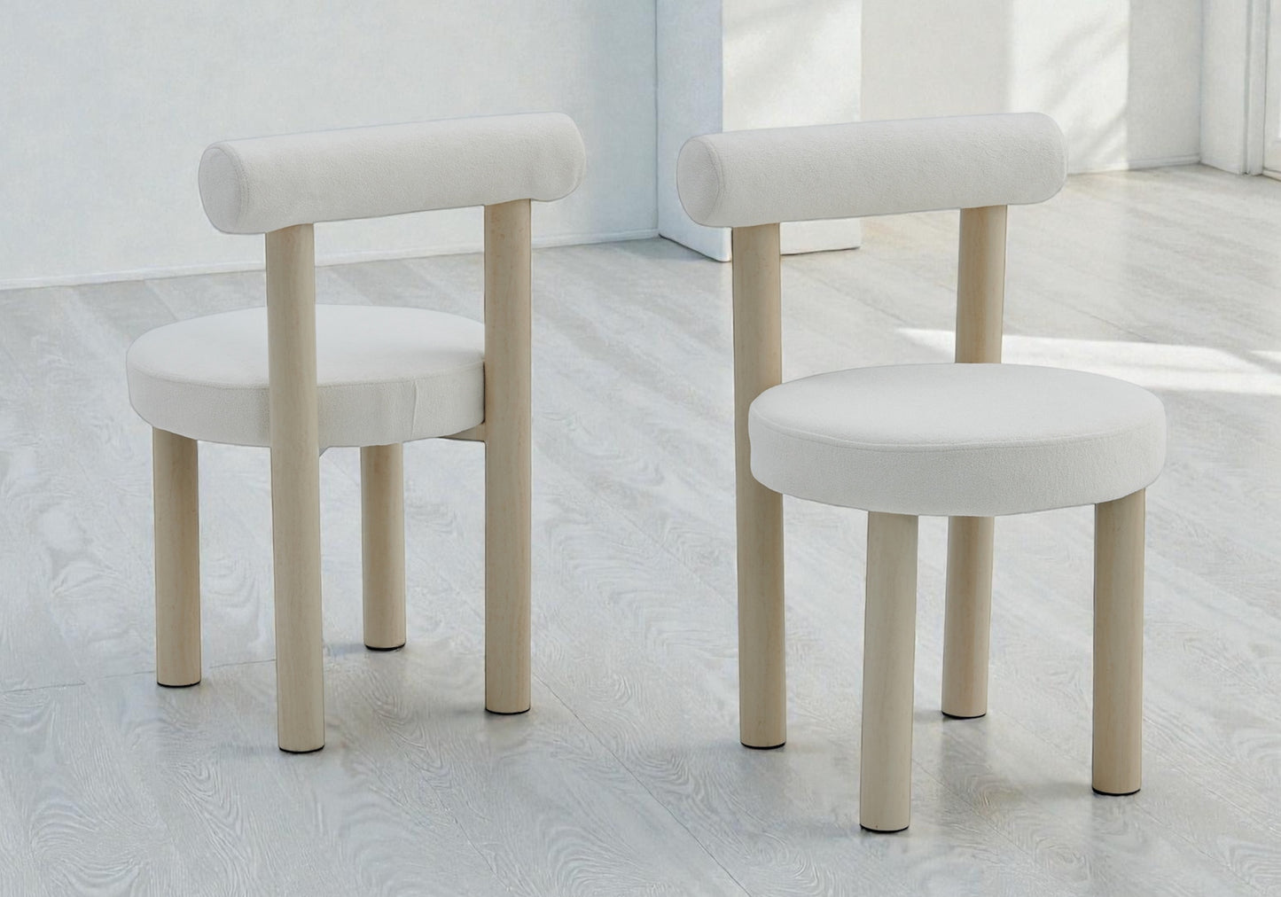 Chaise salle à manger travertin et velours beige – Sola x4