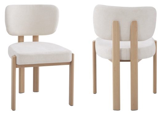 Chaise salle à manger velours beige bois – Inaya x4