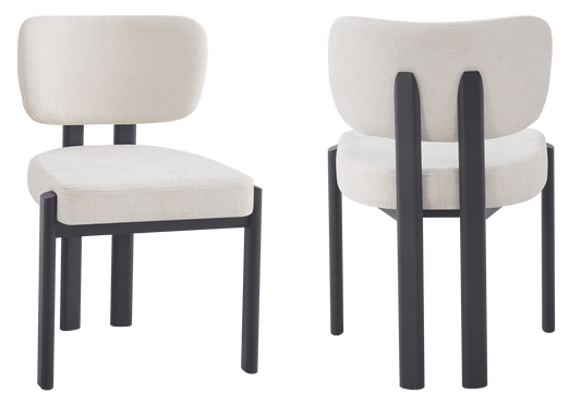 Chaise salle à manger velours beige noir – Inaya x4