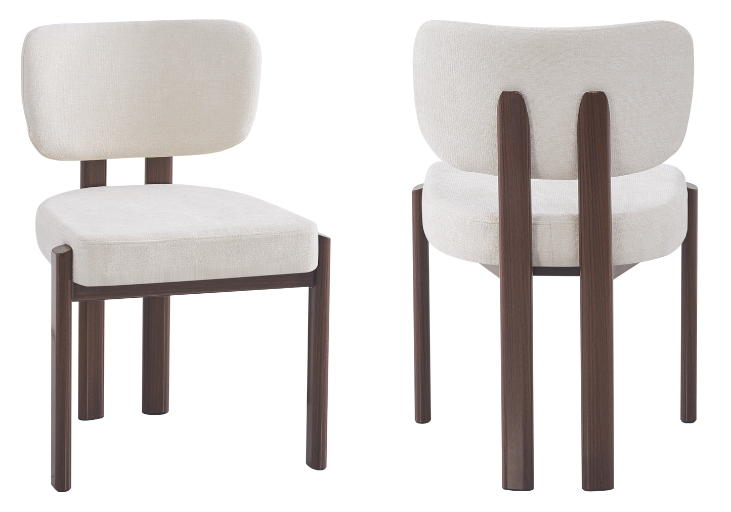 Chaise salle à manger velours beige noyer – Inaya x4