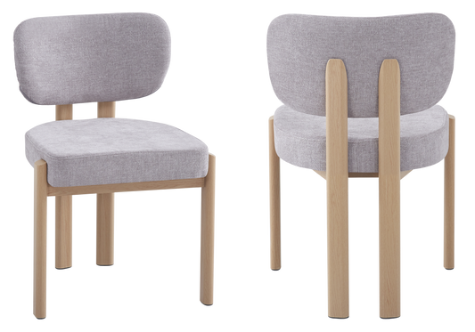 Chaise salle à manger velours gris bois – Inaya x4