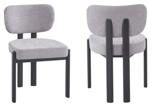 Chaise salle à manger velours gris noir – Inaya x4