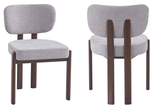 Chaise salle à manger velours gris noyer – Inaya x4