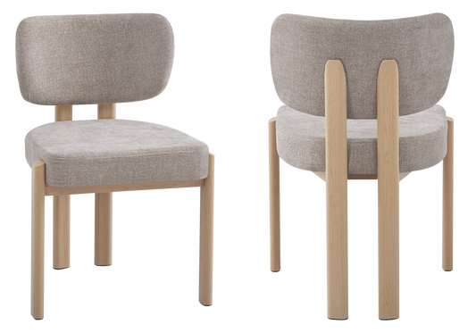 Chaise salle à manger velours taupe bois – Inaya x4
