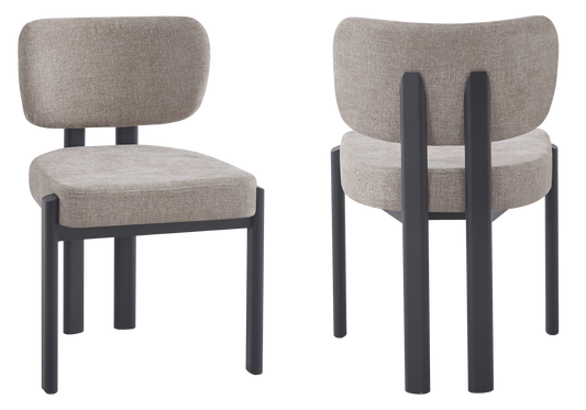 Chaise salle à manger velours taupe noir – Inaya x4