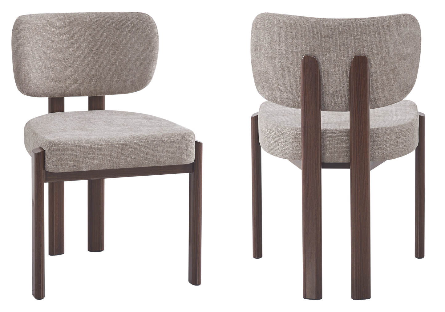Chaise salle à manger velours taupe noyer – Inaya x4
