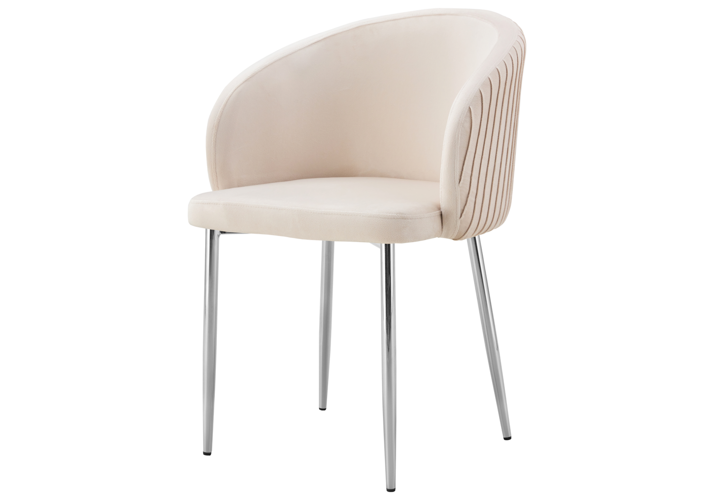 Chaise salle manger velours beige pieds chromé - Sora x2