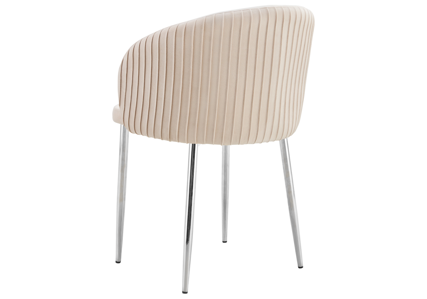 Chaise salle manger velours beige pieds chromé - Sora x2