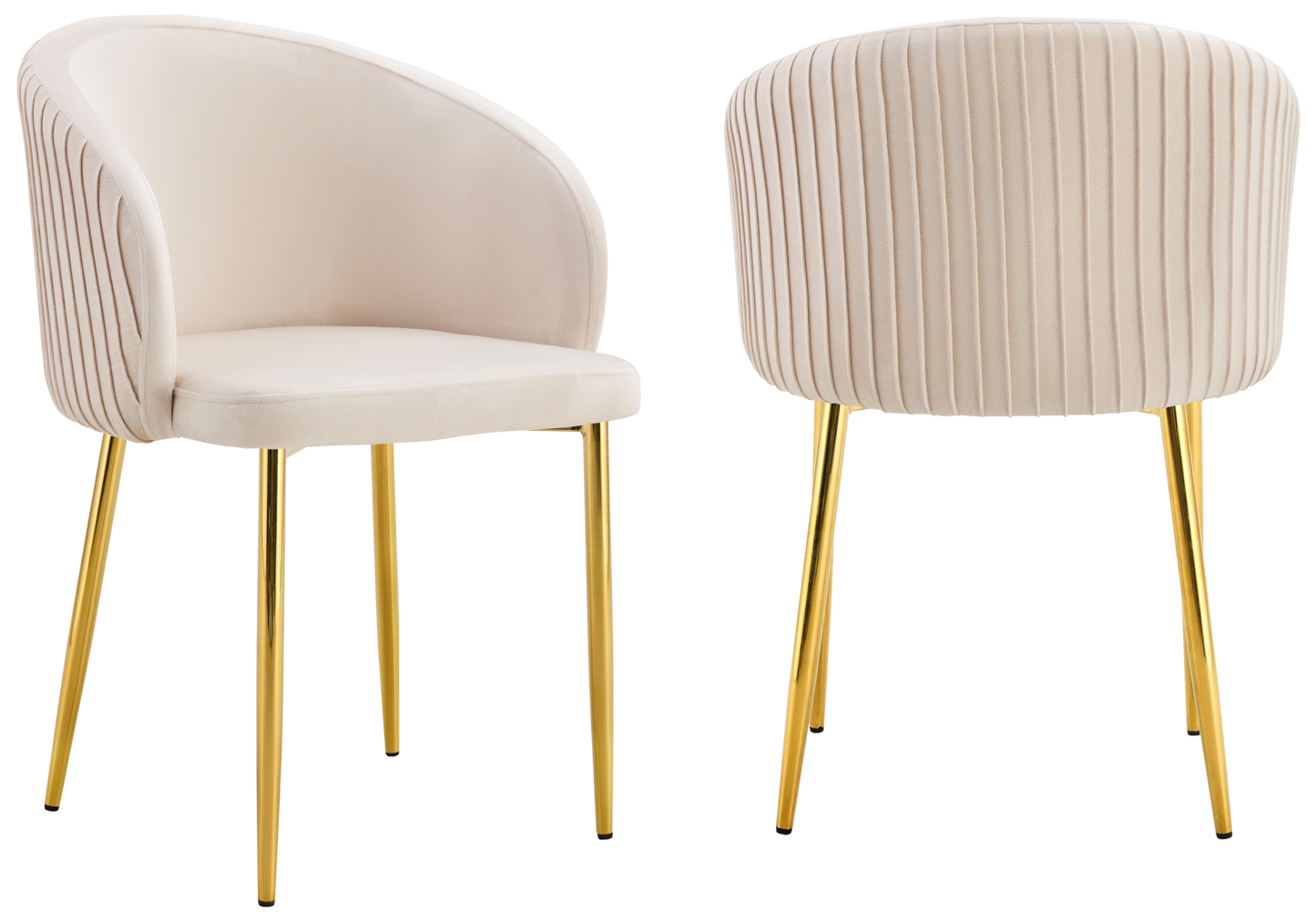 Chaise salle manger velours beige pieds doré - Sora x2