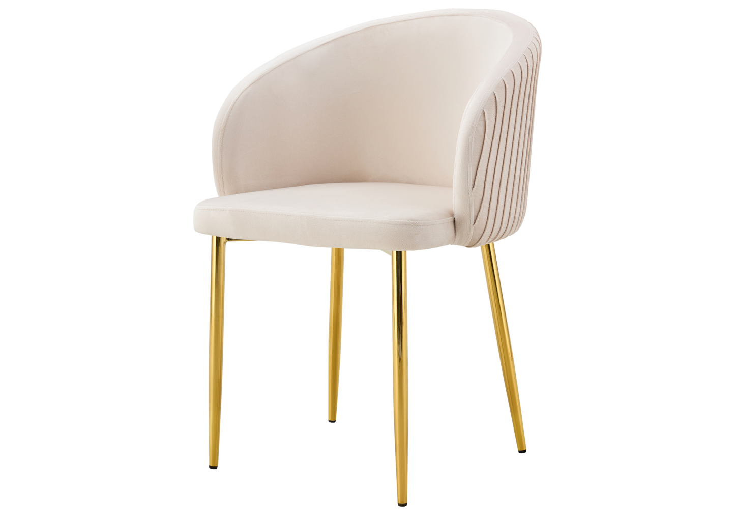 Chaise salle manger velours beige pieds doré - Sora x2