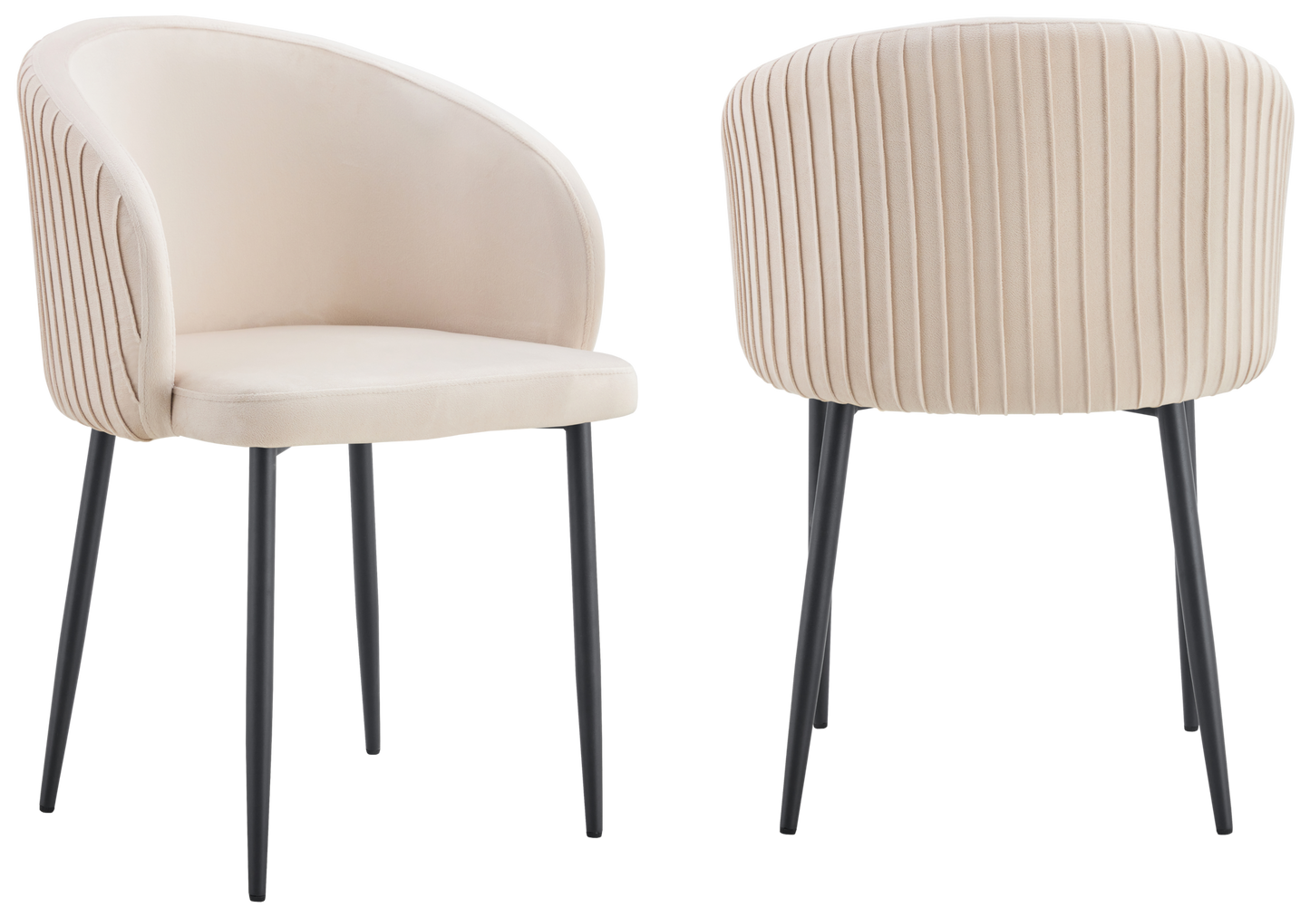 Chaise salle manger velours beige pieds noir - Sora x2