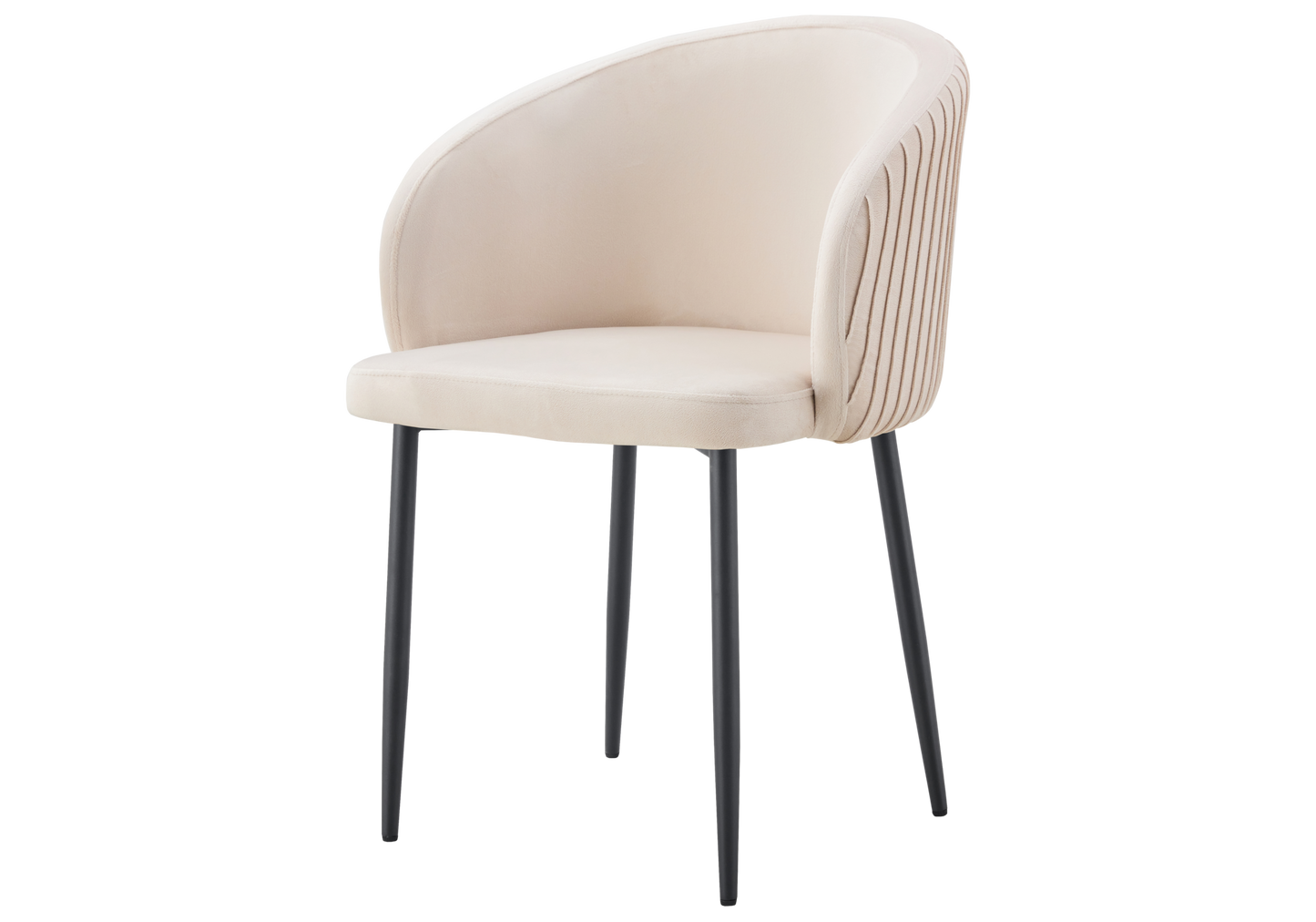 Chaise salle manger velours beige pieds noir - Sora x2
