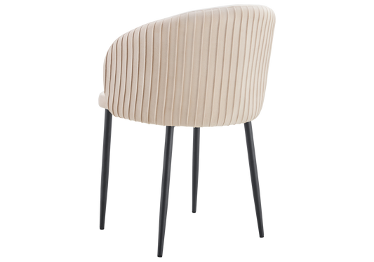 Chaise salle manger velours beige pieds noir - Sora x2