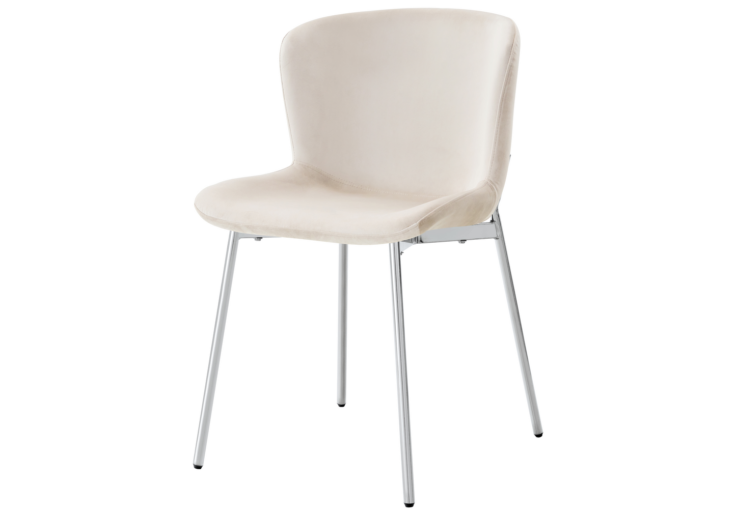 Chaise salle manger velours écru pieds chromé - Vesta x4