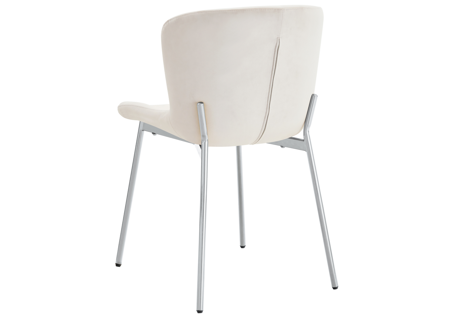 Chaise salle manger velours écru pieds chromé - Vesta x4