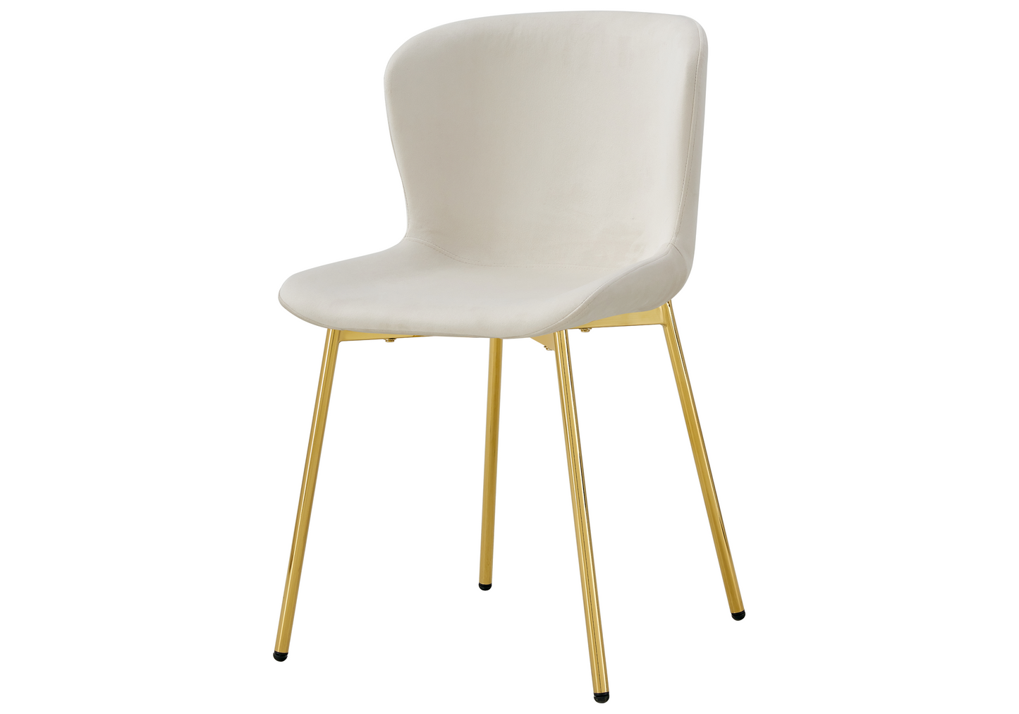Chaise salle manger velours écru pieds doré - Vesta x4
