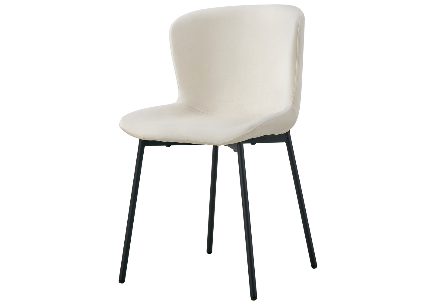 Chaise salle manger velours écru pieds noir - Vesta x4